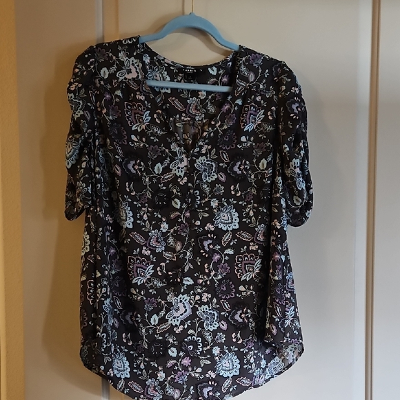 Torrid Curve Tops - Torrid Black, Aqua and Purple Blouse